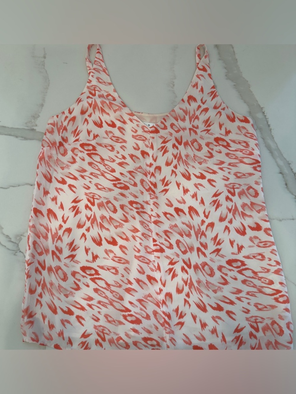 CAbi Coral and White Leopard-Print V-Neck Camisole